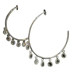 PANIM Orecchini a cerchio in oro bianco 18 carati con diamante Rosecut