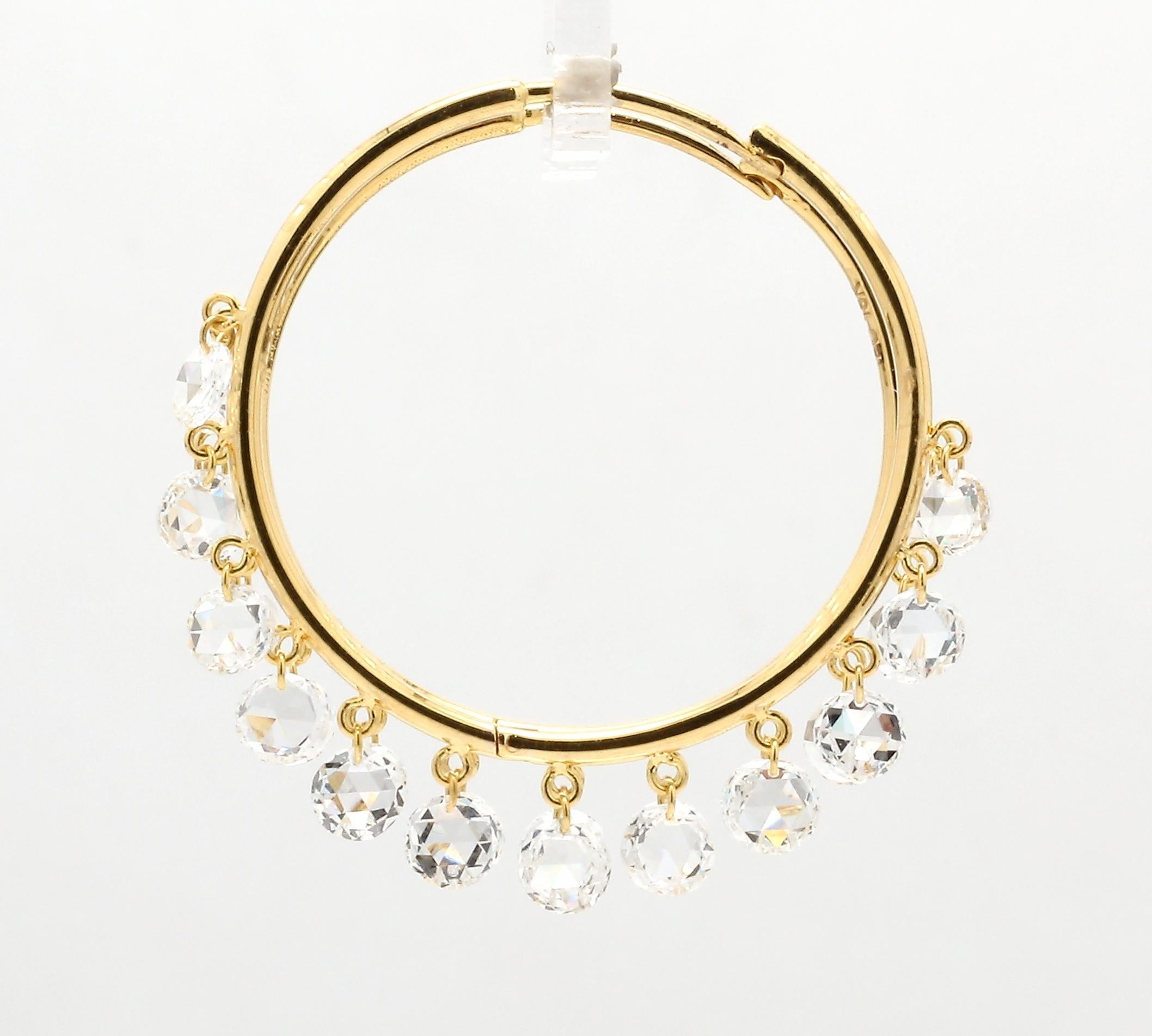 Taille rose PANIM Boucles d'oreilles en or jaune 18 carats avec diamants taille rose en vente
