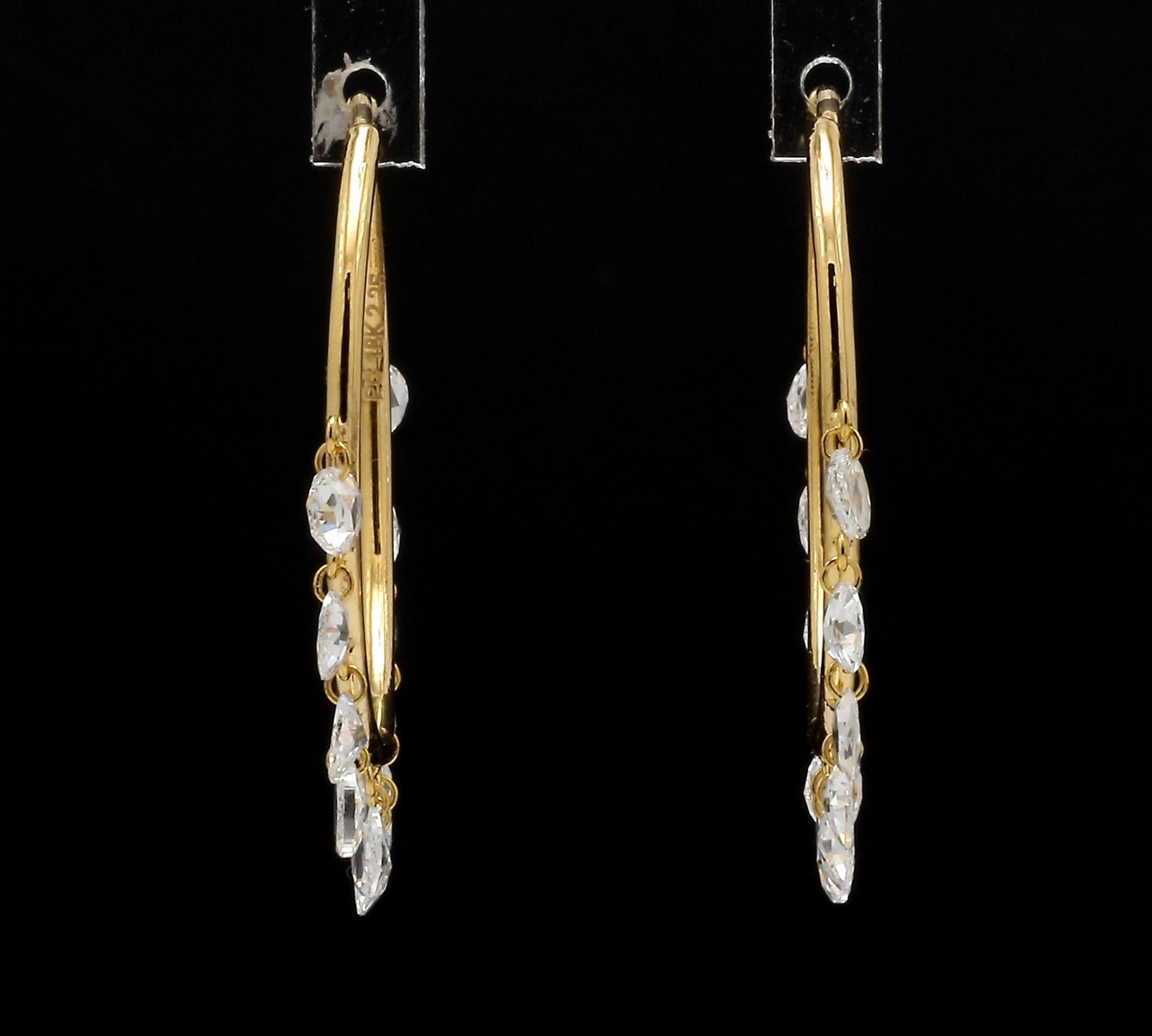 PANIM Diamond Rosecut 18k Yellow Gold Hoop Earrings For Sale 1