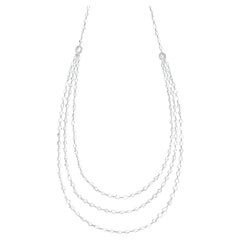 PANIM Diamond Rosecut 3 Layered 18k White Gold Necklace