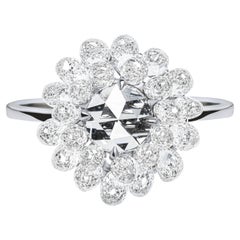 Panim Diamond Rosecut & Briolette 18k White Gold Ring