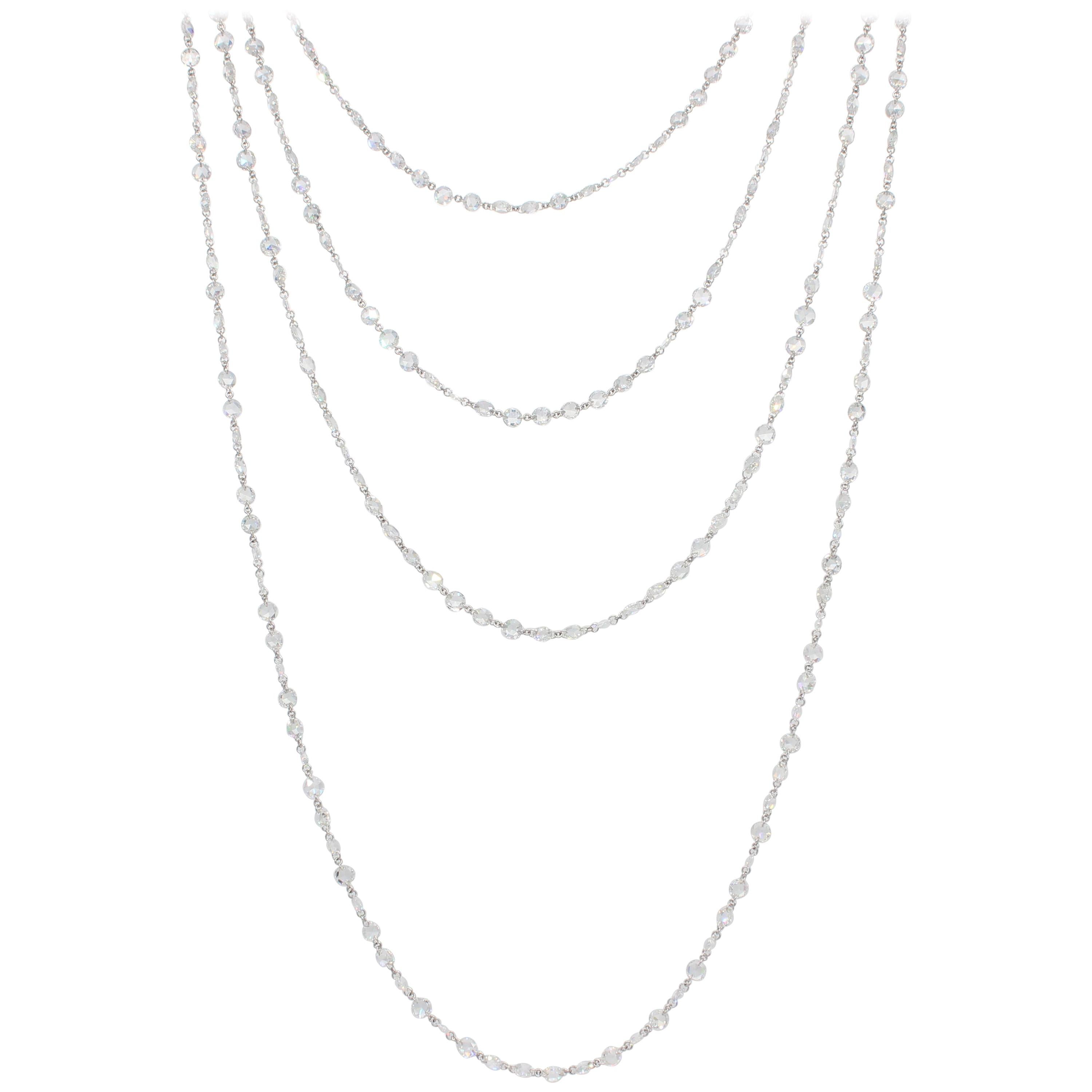 PANIM 37.59cts Diamond Rosecut Chain Necklace For Sale