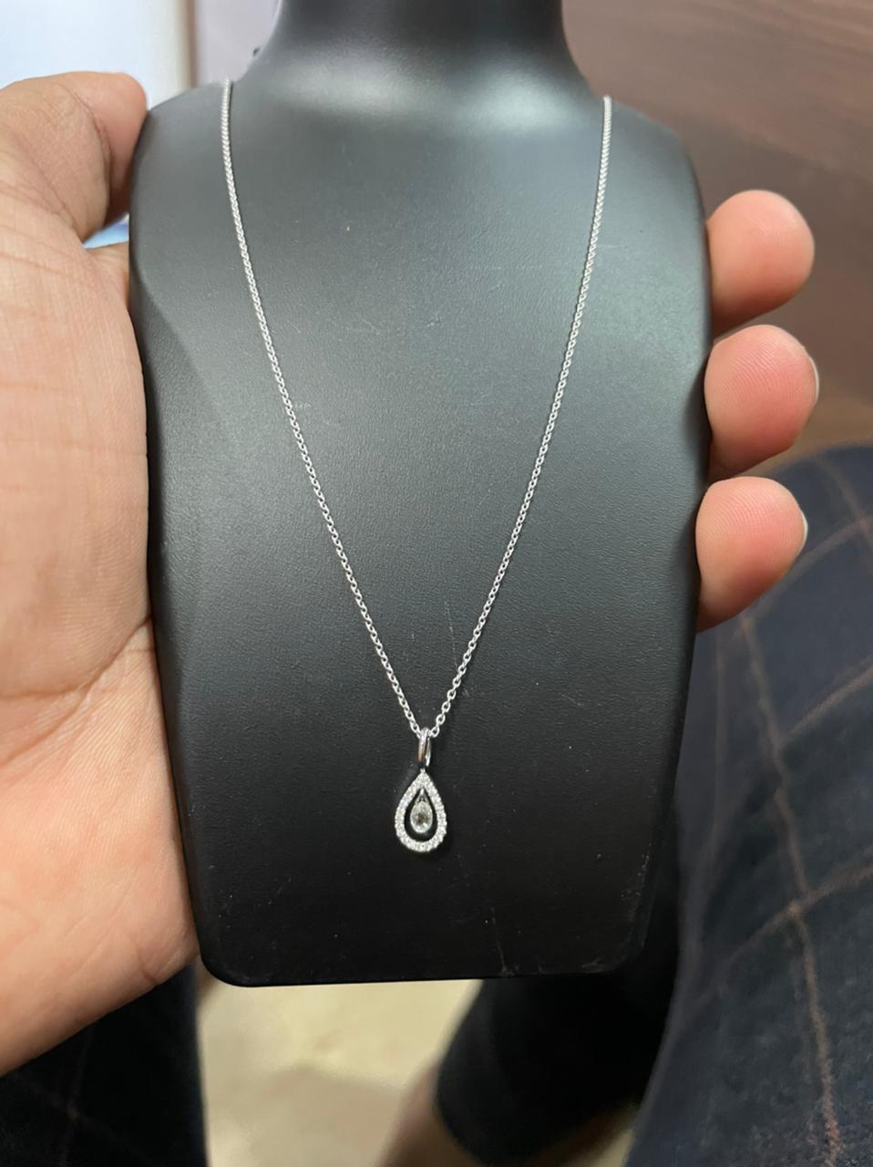 Collana PANIM Drop Dangling in oro bianco 18 carati in vendita 1