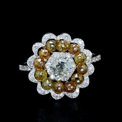 PANIM Fancy Beads & Hexa Unique Style Ring in 18 Karat White Gold