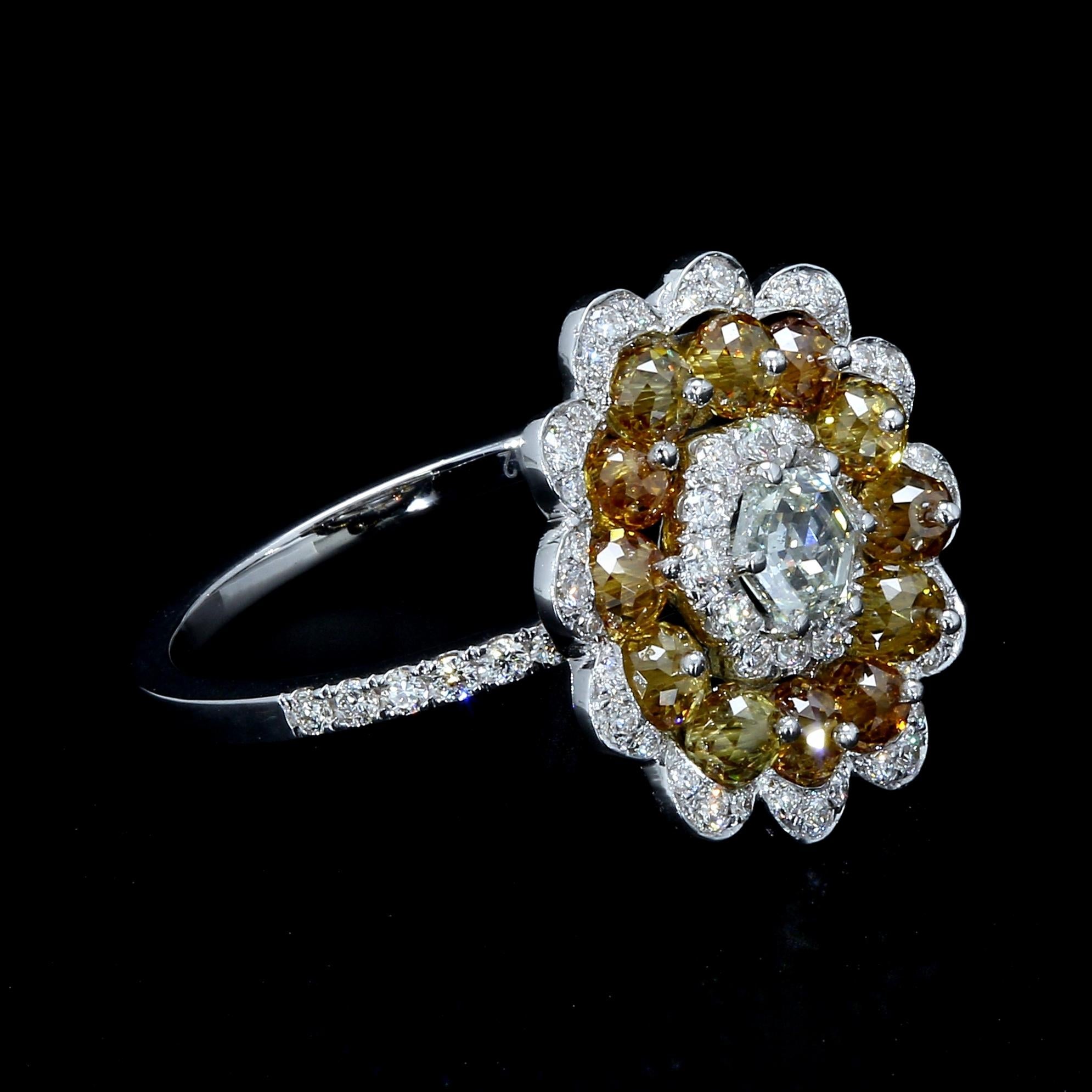 PANIM Fancy Perlen & Hexa Einzigartiger Ring in 18 Karat Weißgold im Angebot 2