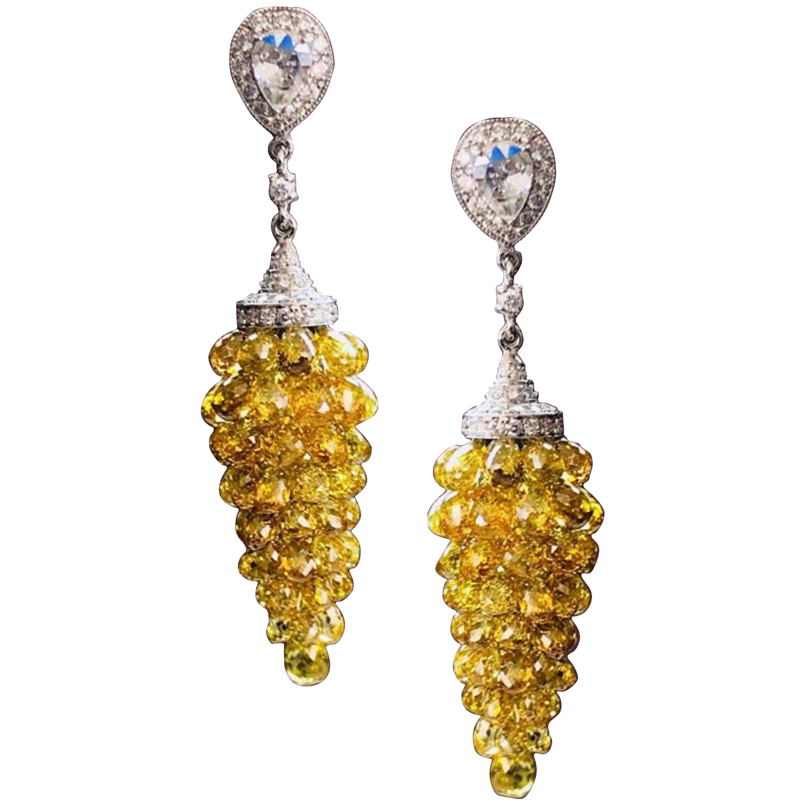 PANIM Fancy Color Diamond Briolette Grape Earrings