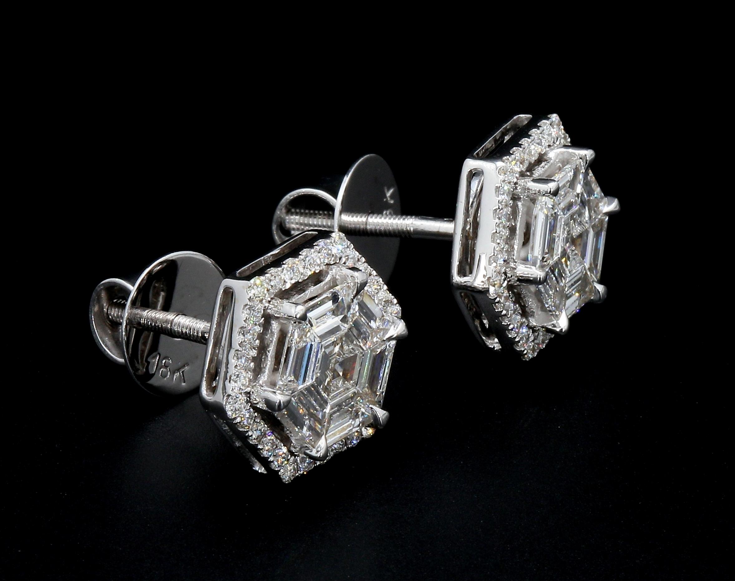 hexagon diamond earrings