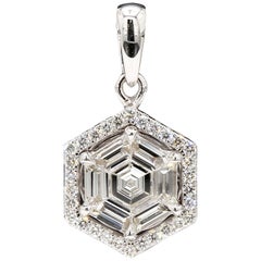 PANIM Hexagon Illusion Diamond Pendent in 18 Karat White Gold