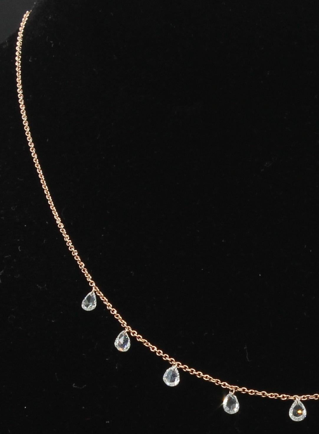 PANIM Mille Etoiles 9 Pear Diamond Rosecut 18K Rose Gold Necklace In New Condition For Sale In Tsim Sha Tsui, Hong Kong