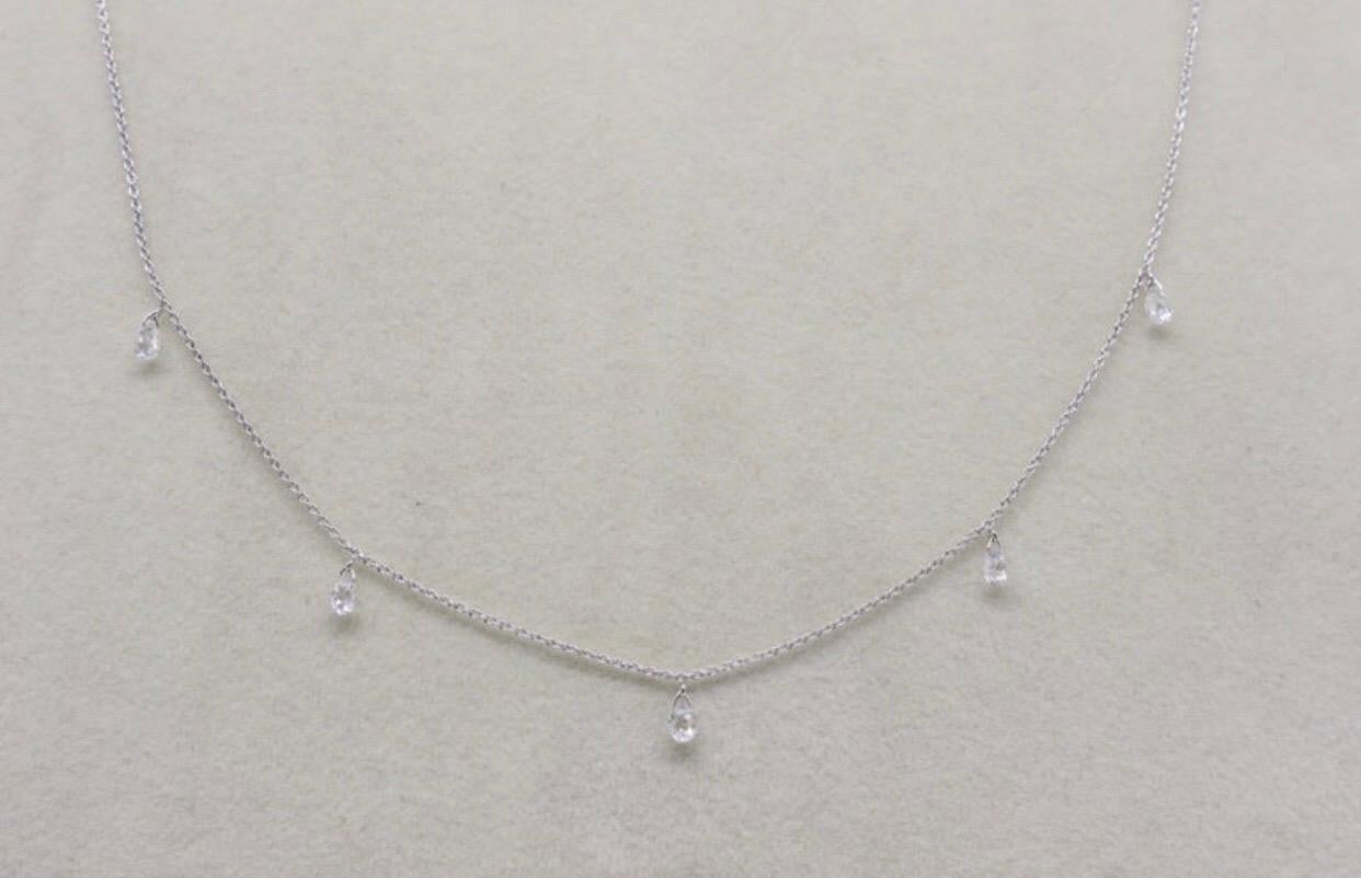 Modern PANIM Mille Etoiles Necklace with 5 Dancing Briolettes Diamonds in 18Kwhite Gold
