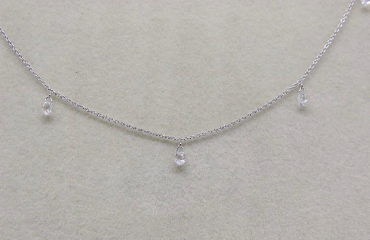 Briolette Cut PANIM Mille Etoiles Necklace with 5 Dancing Briolettes Diamonds in 18Kwhite Gold