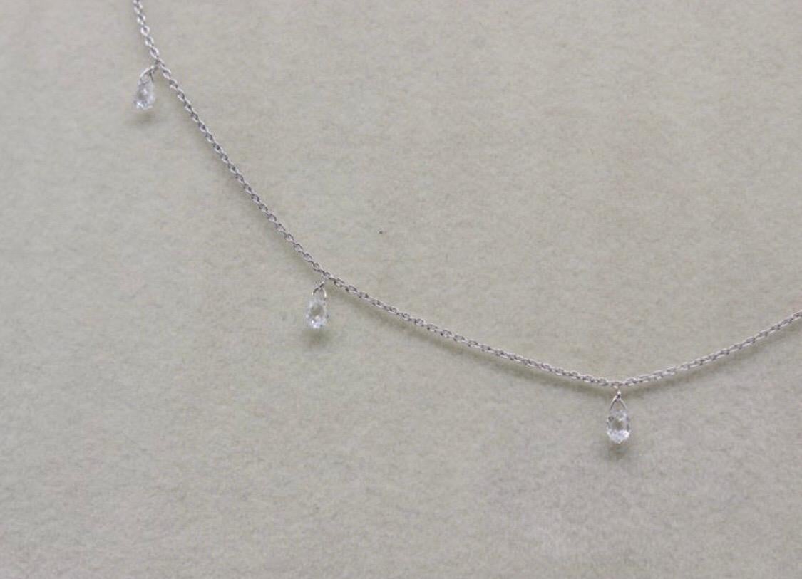 Women's PANIM Mille Etoiles Necklace with 5 Dancing Briolettes Diamonds in 18Kwhite Gold