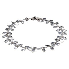 PANIM Bracelet à fleurs en or blanc 18 carats avec diamants taille en rose
