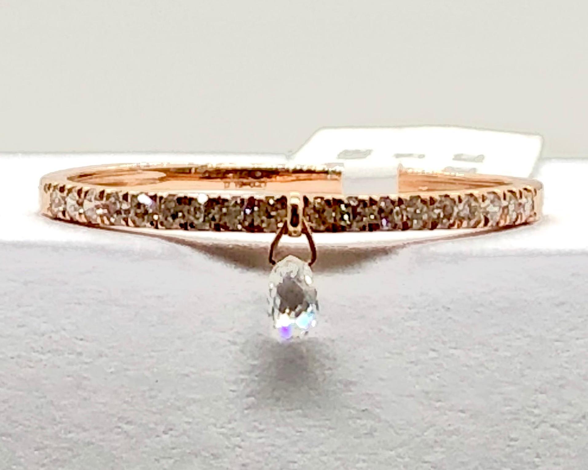 PANIM Mono Briolette Diamond 18K Rose Gold Dangling Ring For Sale 2
