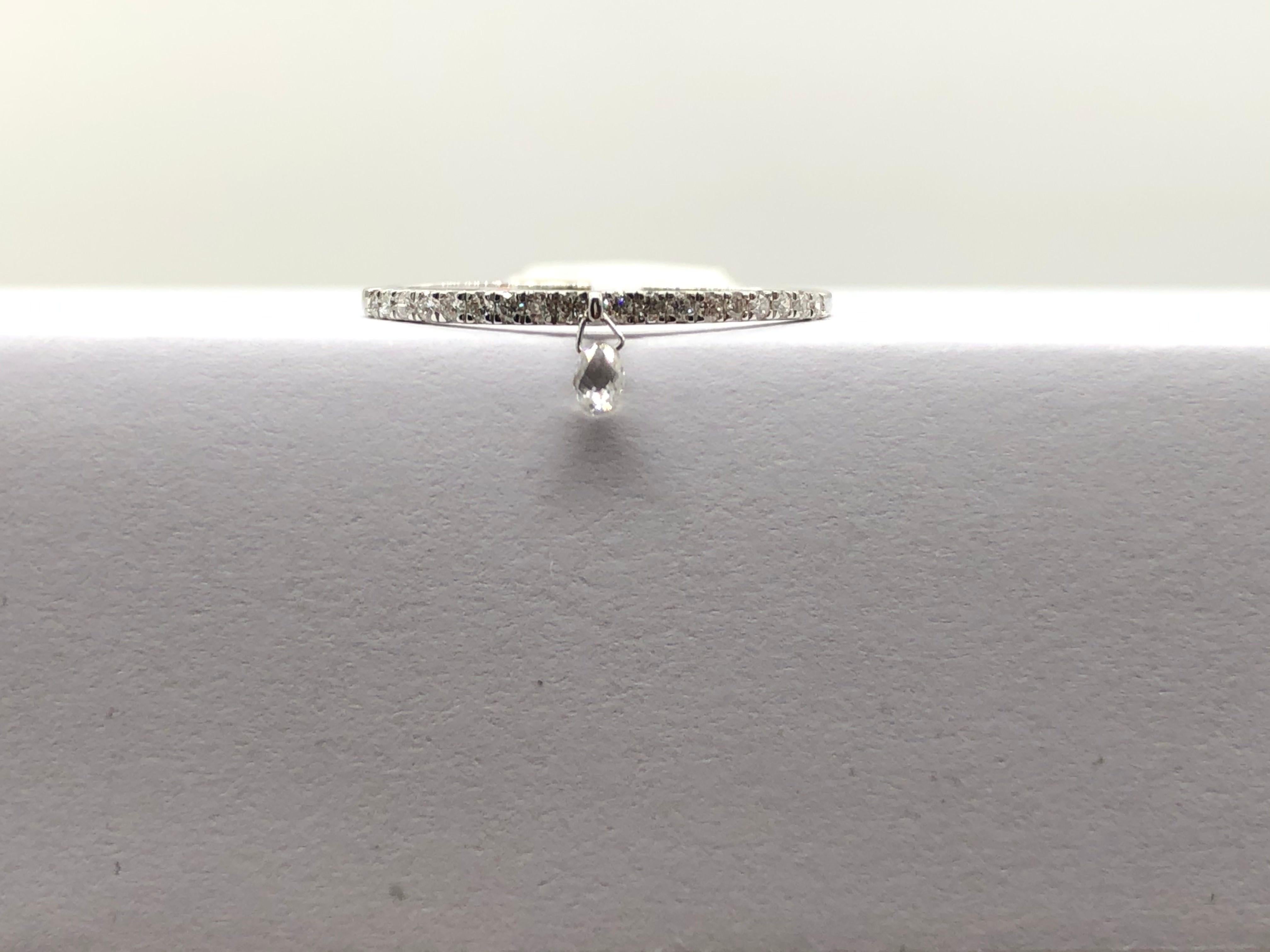 PANIM Mono Briolette Diamond 18K White Gold Dangling Ring In New Condition For Sale In Tsim Sha Tsui, Hong Kong
