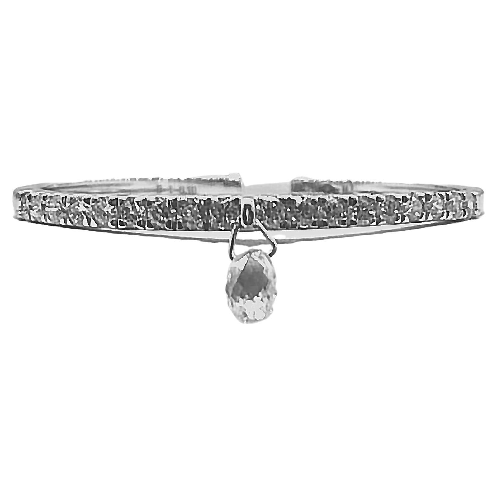 PANIM Mono Briolette Diamond 18K White Gold Dangling Ring For Sale