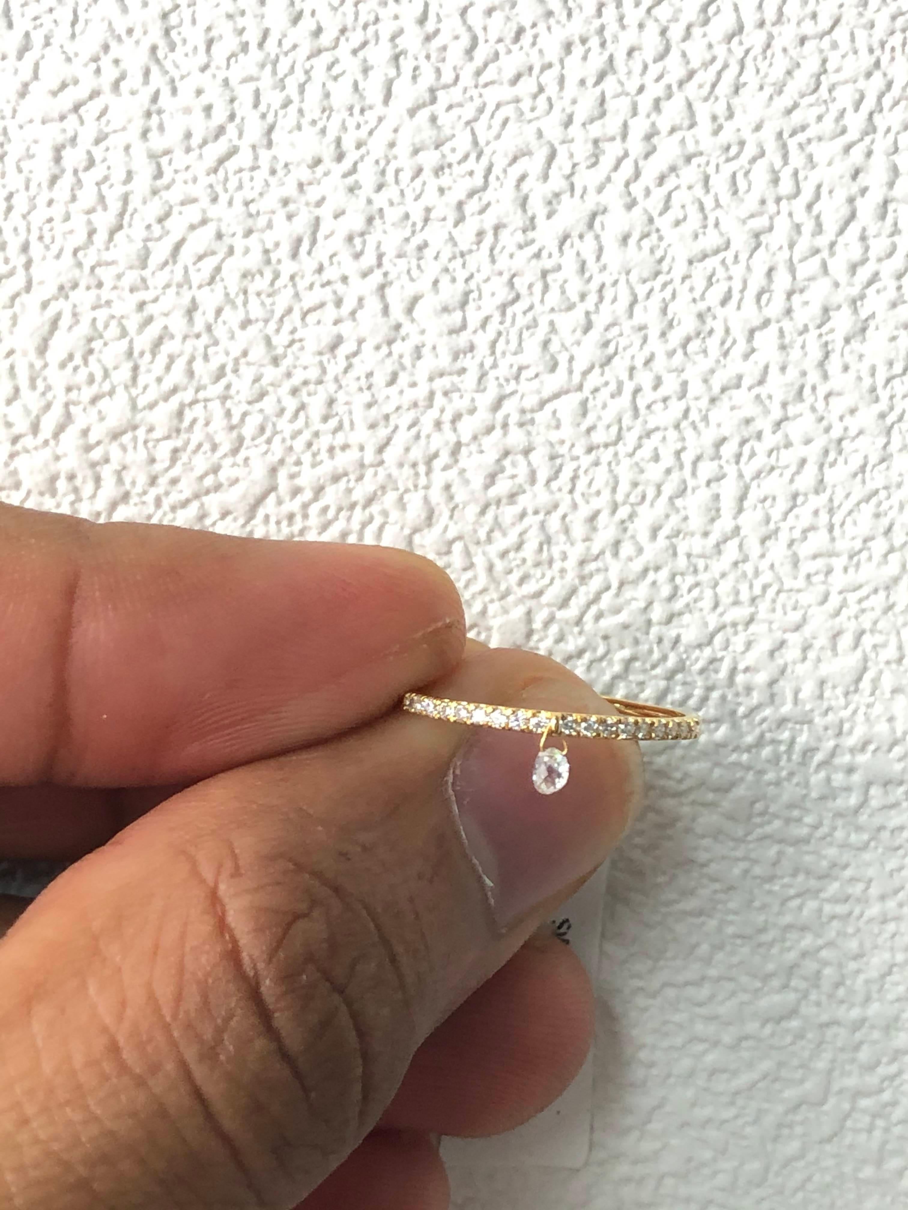 Modern PANIM Mono Briolette Diamond 18K Yellow Gold Dangling Ring For Sale