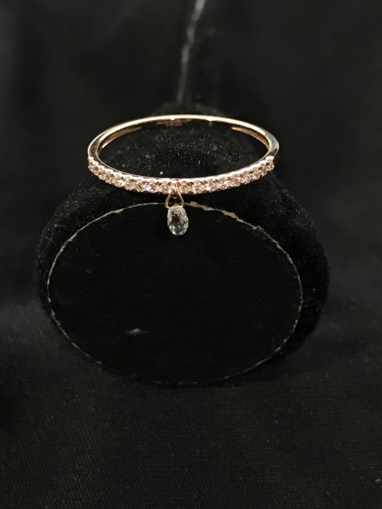 PANIM Mono Briolette Diamond 18K Yellow Gold Dangling Ring For Sale 2