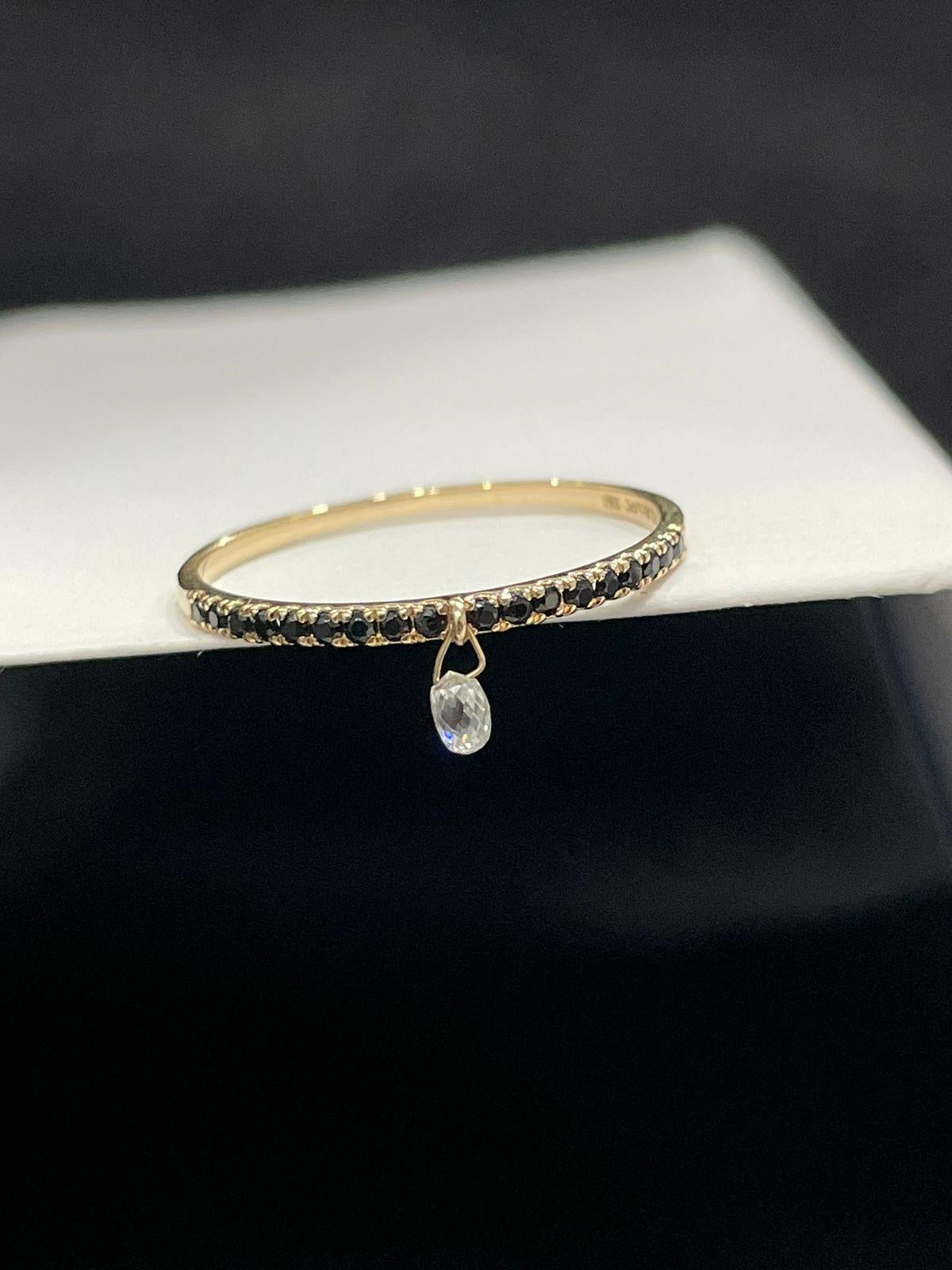 PANIM Mono Briolette Diamond & Black Diamond 18K White Gold Ring For Sale 5