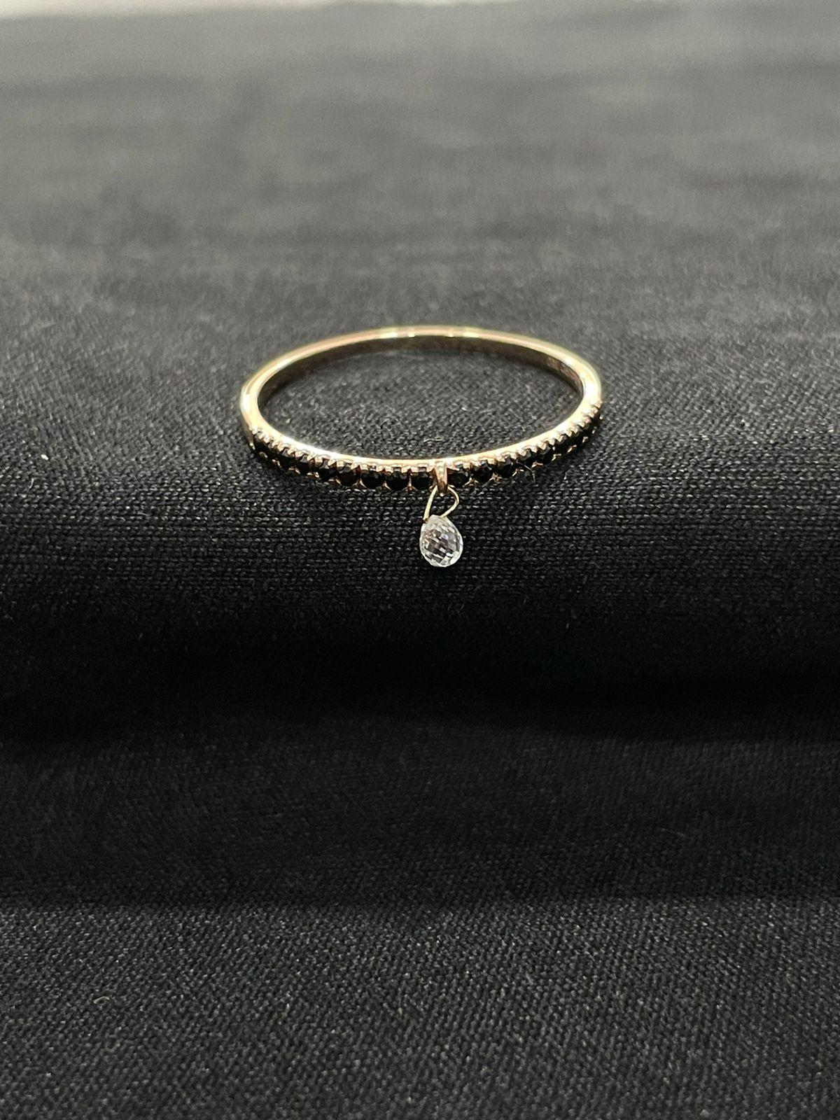 PANIM Mono Briolette Diamond & Black Diamond 18K White Gold Ring In New Condition For Sale In Tsim Sha Tsui, Hong Kong