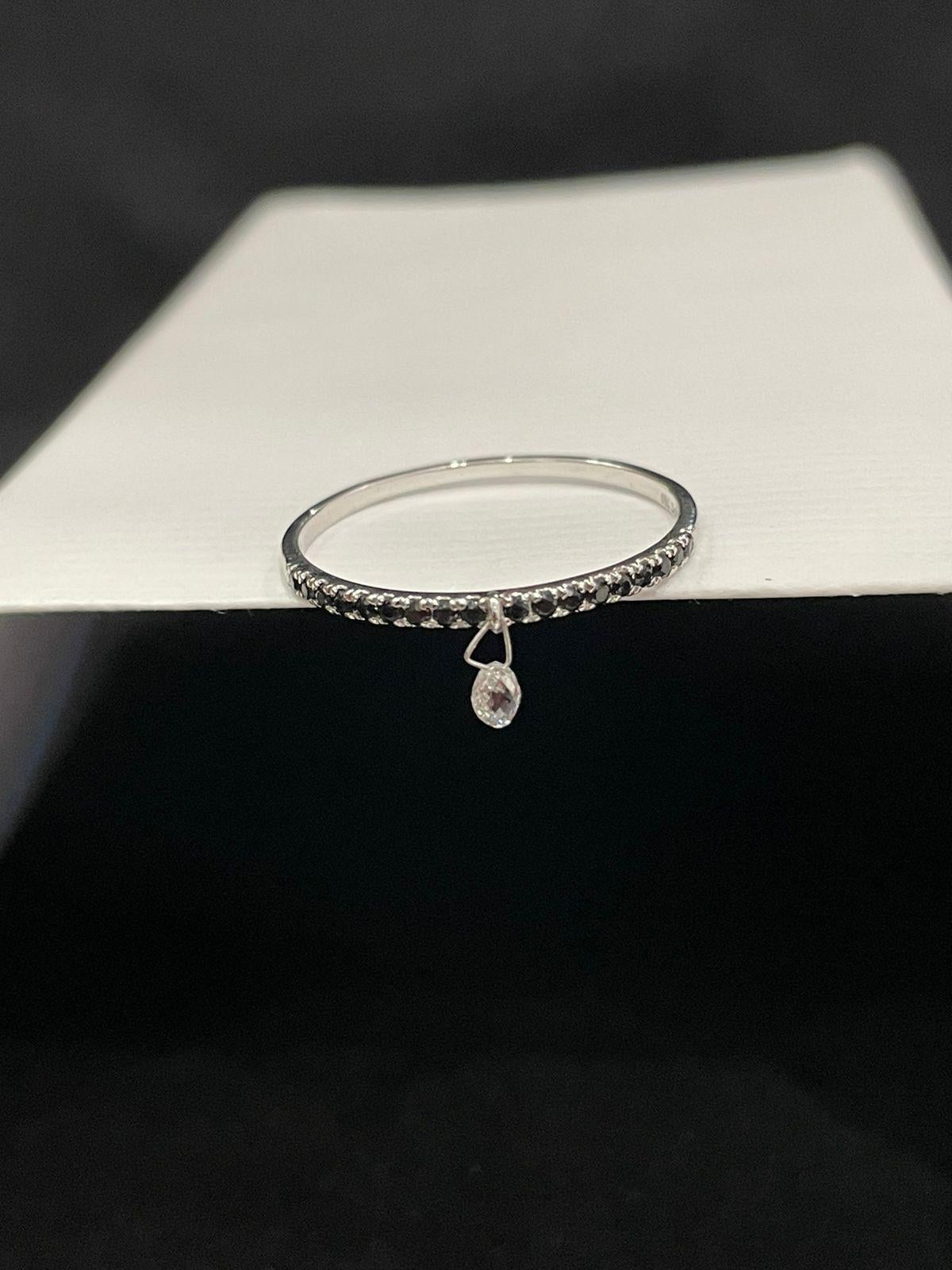 Women's PANIM Mono Briolette Diamond & Black Diamond 18K White Gold Ring For Sale