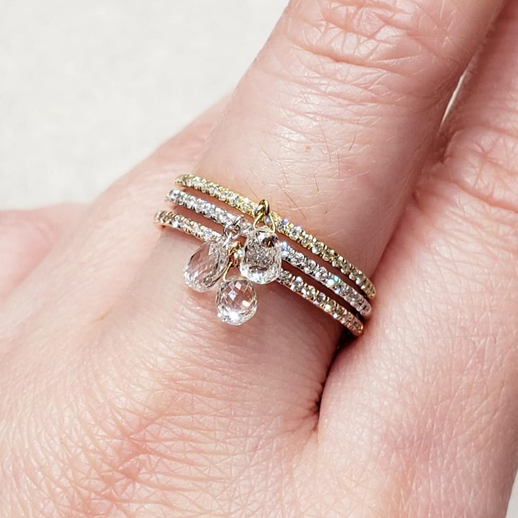 PANIM Mono Diamant-Ring mit baumelndem Diamanten aus 18 Karat Gold () 4