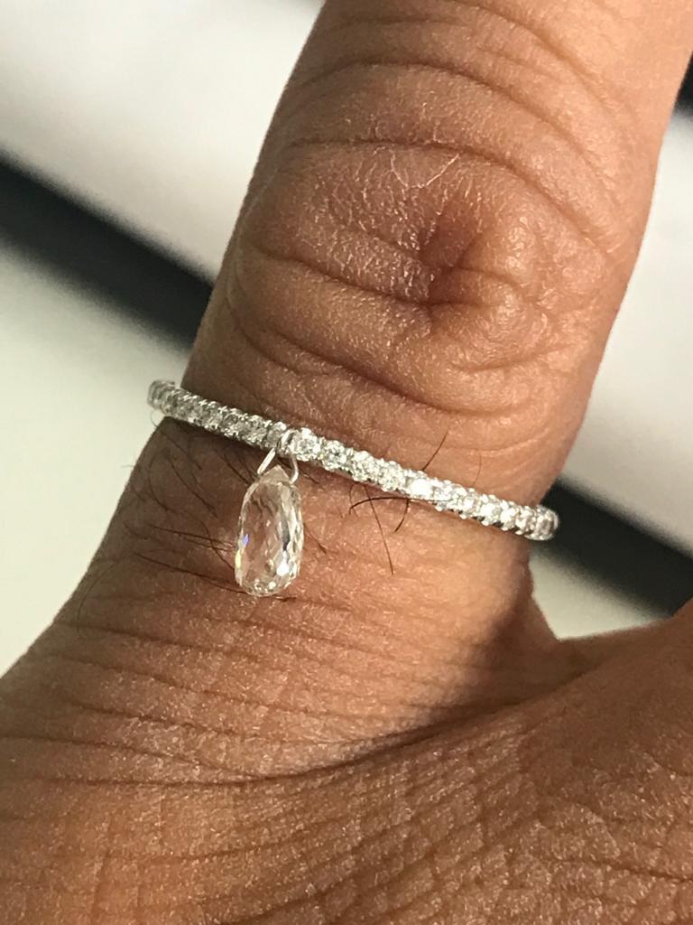 PANIM Mono Diamant-Ring mit baumelndem Diamanten aus 18 Karat Gold () 5