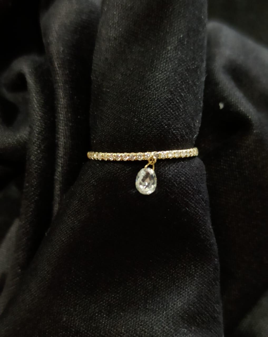 PANIM Mono Diamant-Ring mit baumelndem Diamanten aus 18 Karat Gold () 7