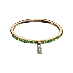 PANIM Mono Diamond Briolette & Emerald 18K Rose Gold Dangling Ring