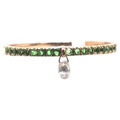 PANIM Mono Diamond Briolette & Emerald 18K Rose Gold Dangling Ring