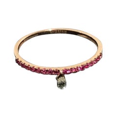 PANIM Mono Diamond Briolette & Ruby 18K Rose Gold Dangling Ring