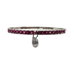 PANIM Mono Diamond Briolette & Ruby 18K White Gold Dangling Ring