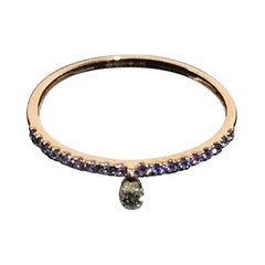 PANIM Mono Diamond Briolette & Sapphire 18K Rose Gold Dangling Ring