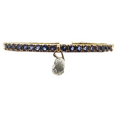 PANIM Mono Diamond Briolette & Sapphire 18K Yellow Gold Dangling Ring