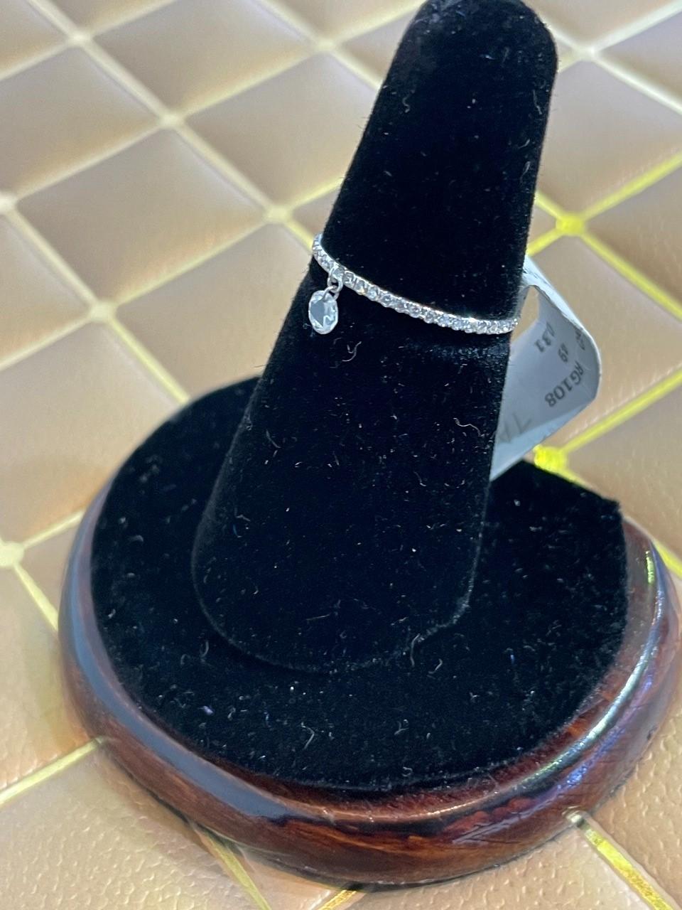 Modern PANIM Mono Rosecut Diamond Band Ring in 18 Karat White Gold For Sale