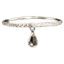 PANIM Mono Rosecut Pear Diamond Band Ring in 18 Karat White Gold For Sale