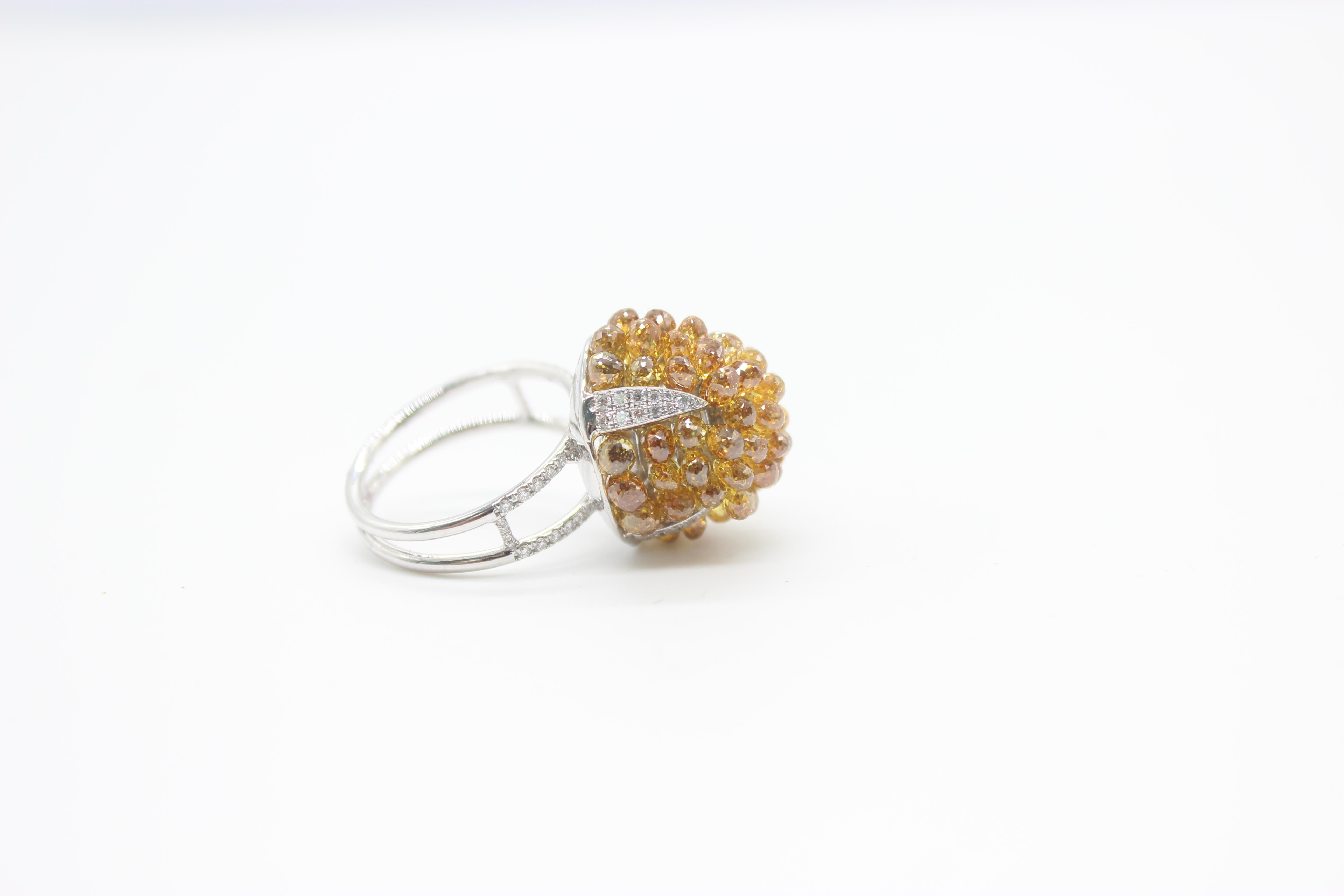 PANIM Natürlicher Fancy Color Diamant-Cluster-Ring mit Briolette im Zustand „Neu“ im Angebot in Tsim Sha Tsui, Hong Kong