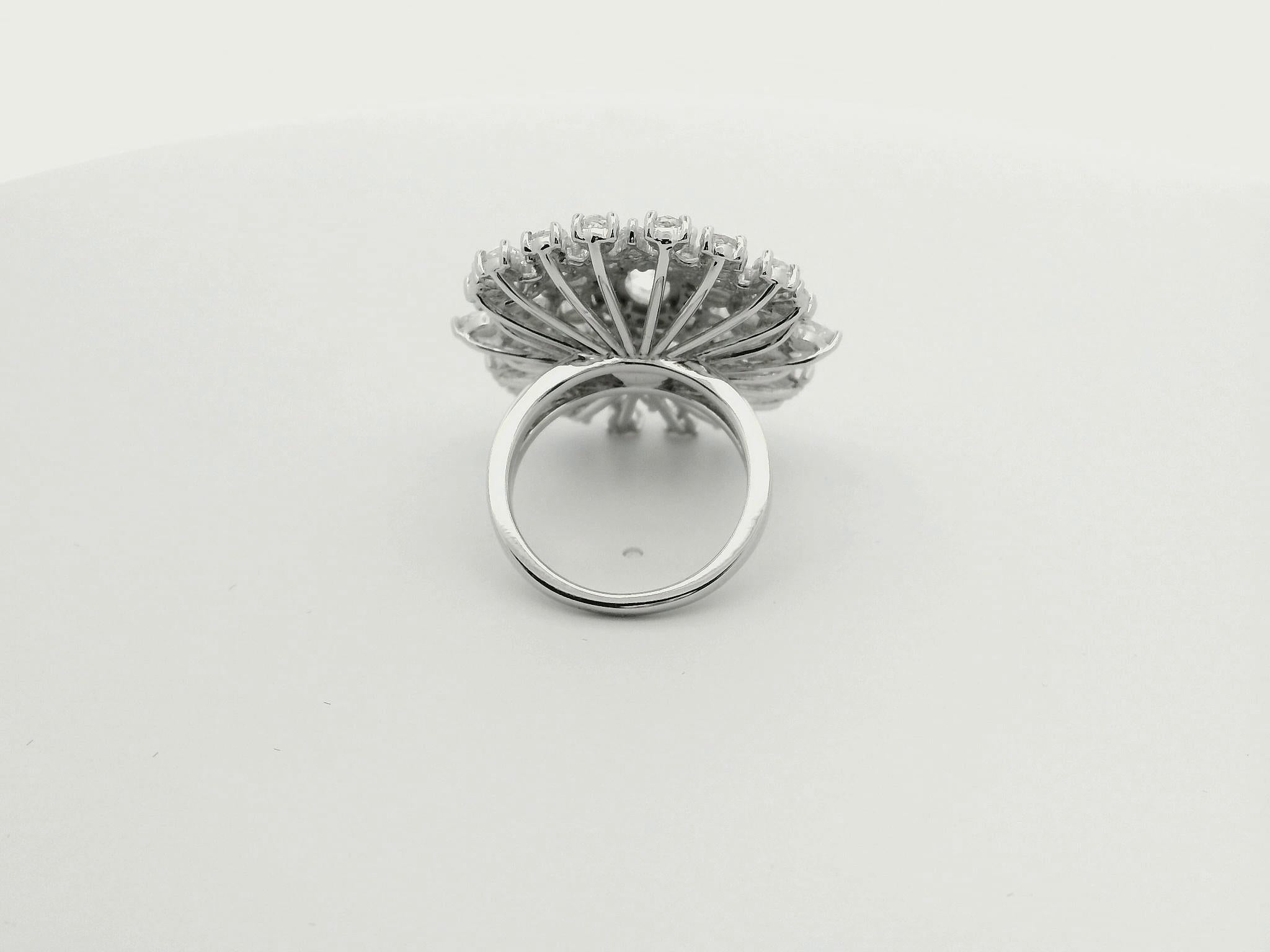 PANIM Oval Diamond  Rosecut Floral Diamond Cocktail Ring in 18K White Gold For Sale 7