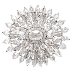 PANIM Oval Diamond  Rosecut Floral Diamond Cocktail Ring in 18K White Gold