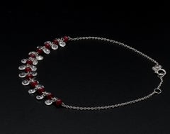 PANIM Bracelet pendant en or blanc 18 carats avec diamants taille rose et rubis