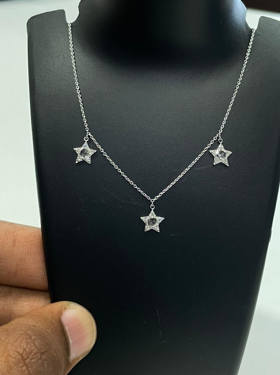 PANIM Rose cut Diamond Star Necklace in 18K White Gold

Timeless and dainty 18K solid gold pave diamond small star charm hanging form a link necklace. A perfect necklace by itself or layered, wear it day or night, up or down. This necklace is