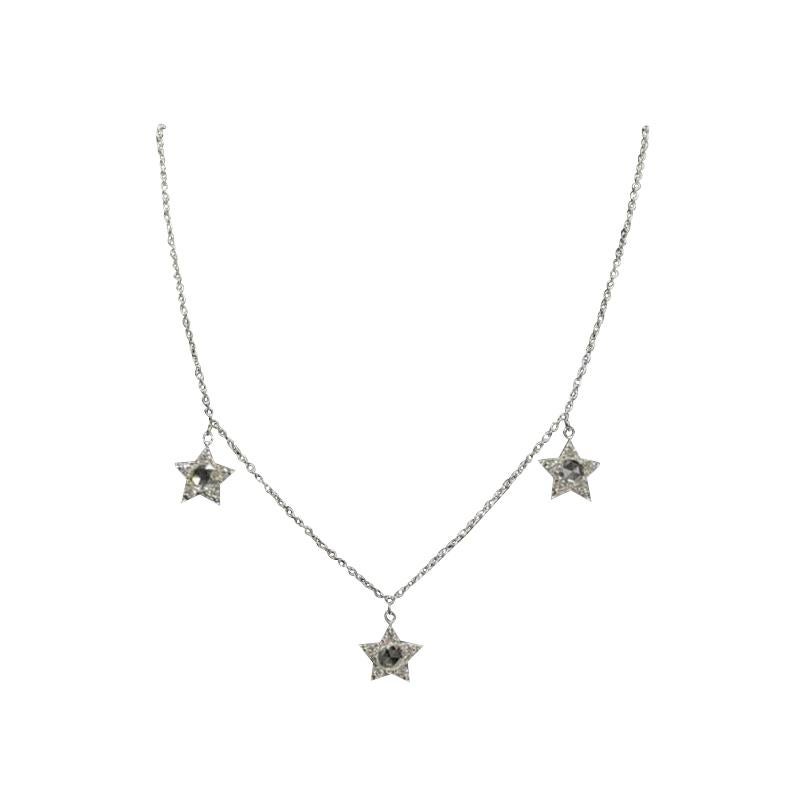 PANIM Rose Cut Diamond Star Necklace in 18k White Gold For Sale