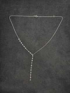 Collier pendentif « Lariat » PANIM avec pendentif en forme de rose, en or blanc 18 carats