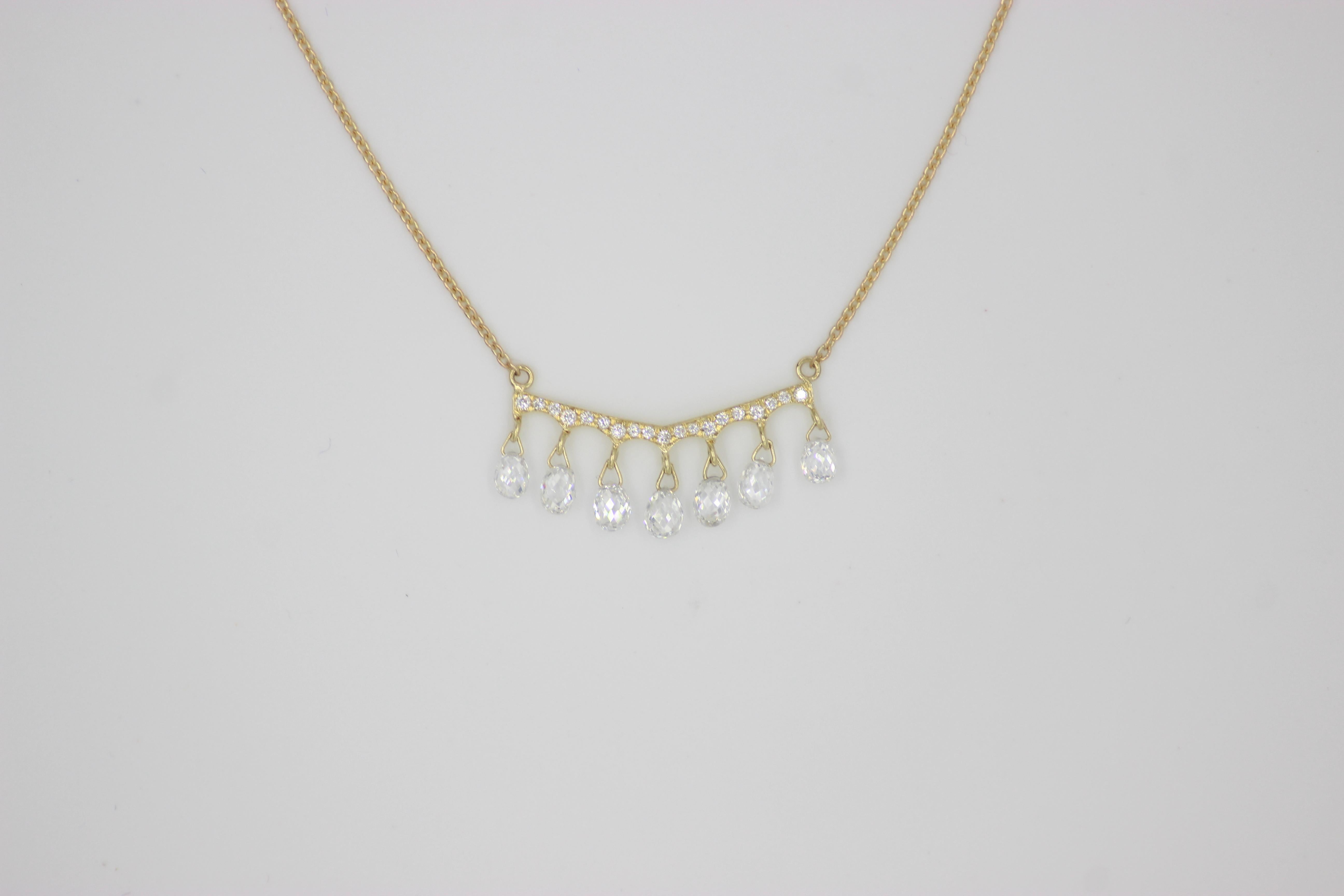 Modern PANIM Rose Gold Briolette Diamond Pendant Necklace For Sale