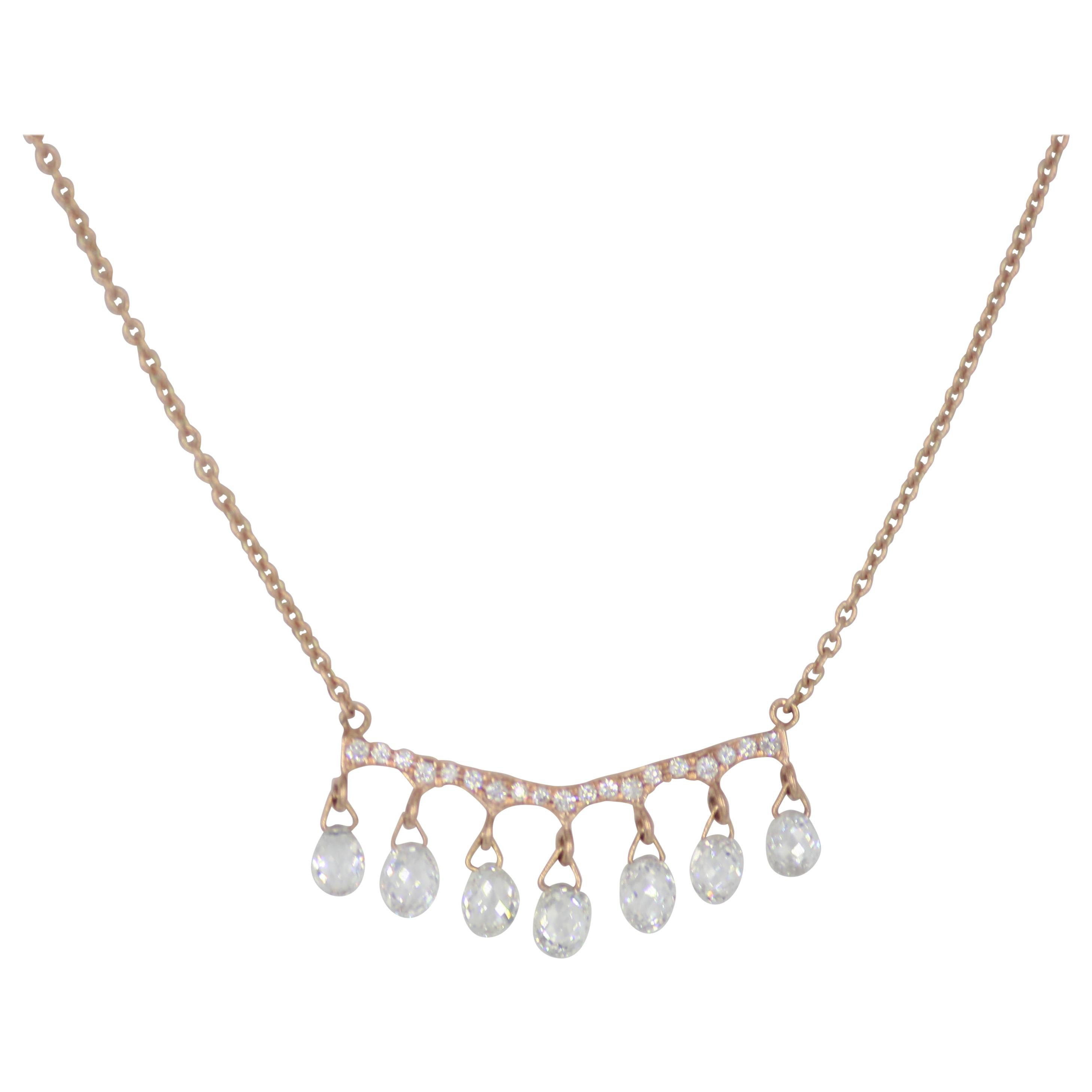 PANIM Rose Gold Briolette Diamond Pendant Necklace For Sale