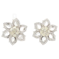 PANIM Rosecut & Briolette Diamond Floral Earring in 18 Karat White Gold