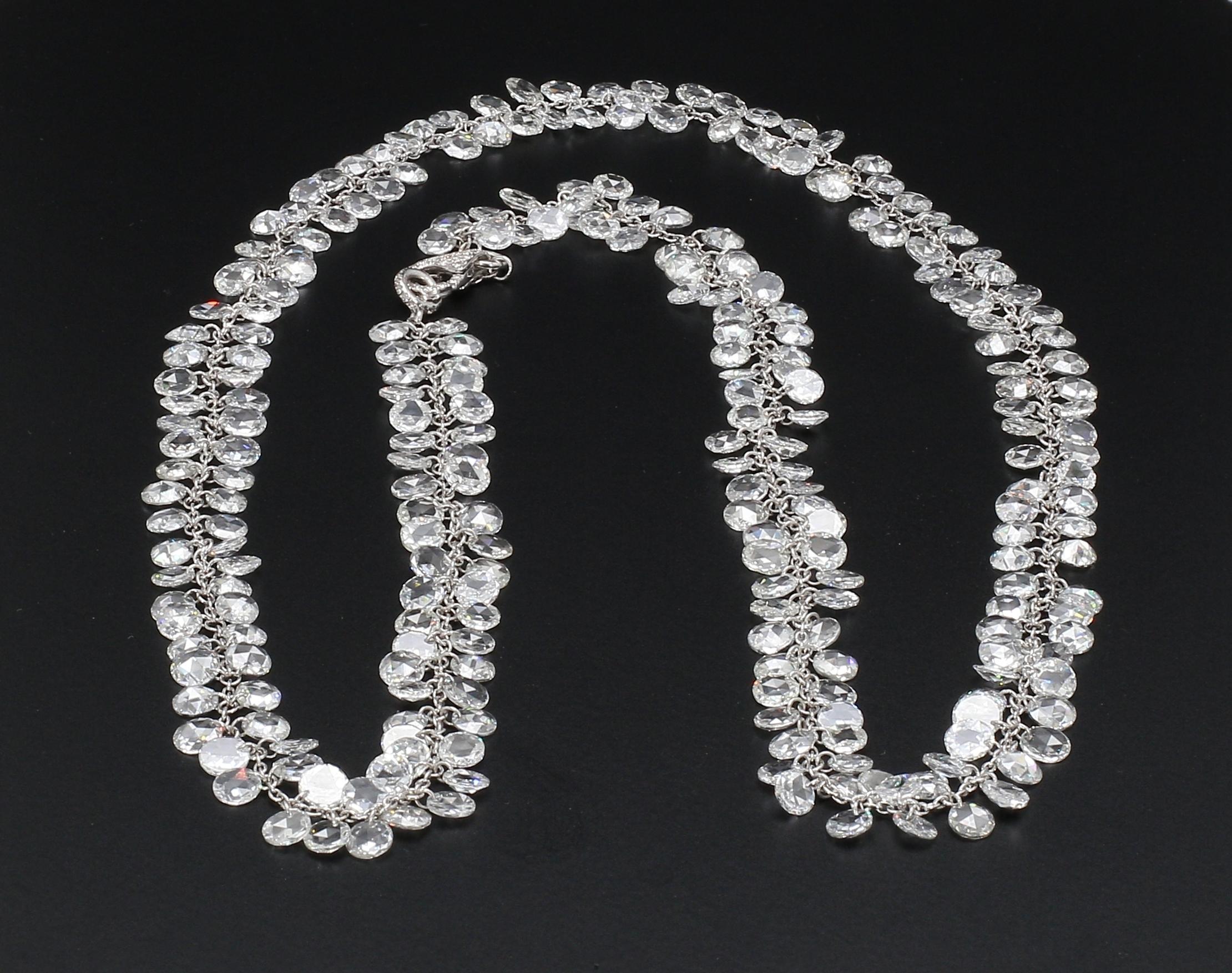 PANIM Rosenschliff Diamant Blume Kette Halskette in 18 Karat Weißgold im Zustand „Neu“ im Angebot in Tsim Sha Tsui, Hong Kong