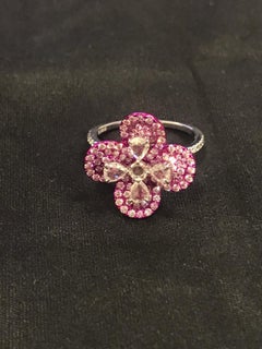 PANIM Rosecut Diamond Flower Ring in 18 Karat White Gold