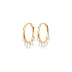 Boucles d'oreilles créoles « Huggie » PANIM avec diamants taille rose, en or blanc 18 carats