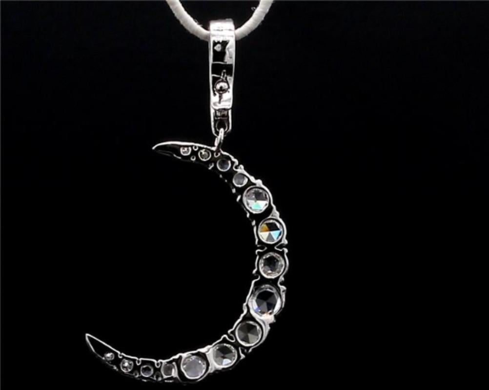 Modern PANIM Rosecut Diamond Moon Fashion Chain Drop Pendant in 18 Karat Gold For Sale